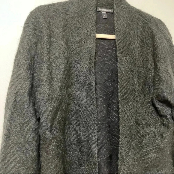 Eileen Fisher  black mohair wool blend open cardigan - Picture 2 of 5